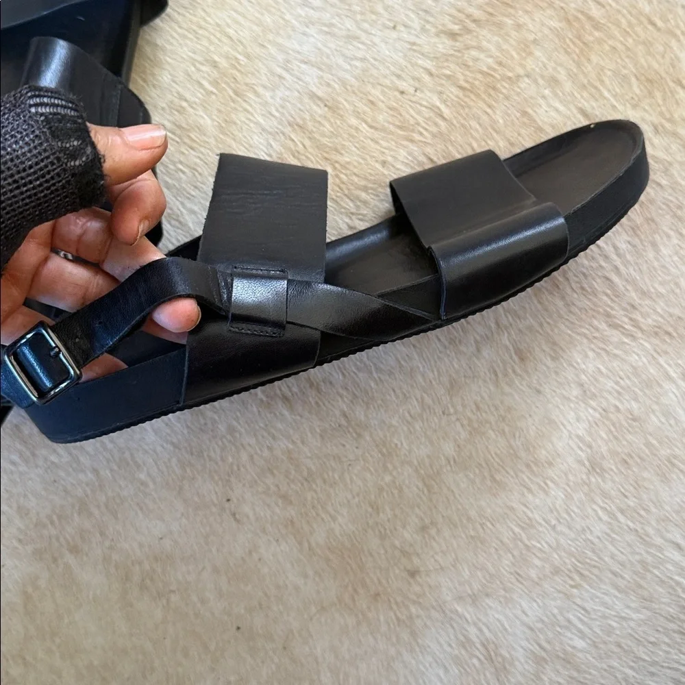 Vagabond black leather Shoemakers Erin sandals feature a minimalist two-strap